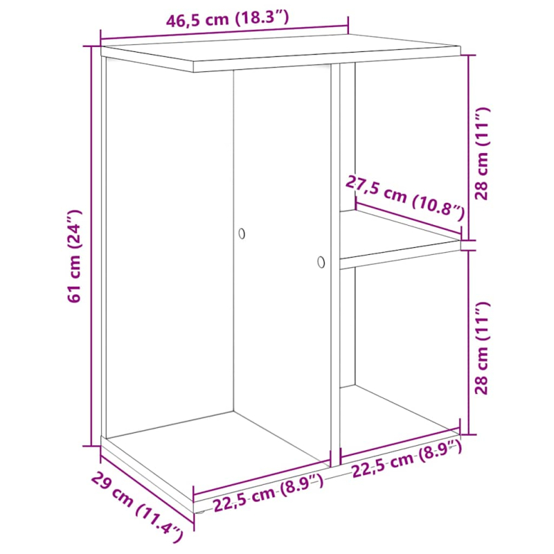 Nachttisch Braun Eichen-Optik 46,5x29x61 cm Holzwerkstoff