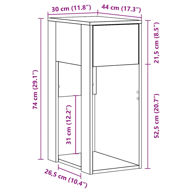 Computerschrank mit Schublade Weiß 30x44x74 cm