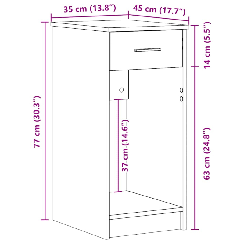 Computerschrank mit Schublade Grau Sonoma 35x45x77 cm