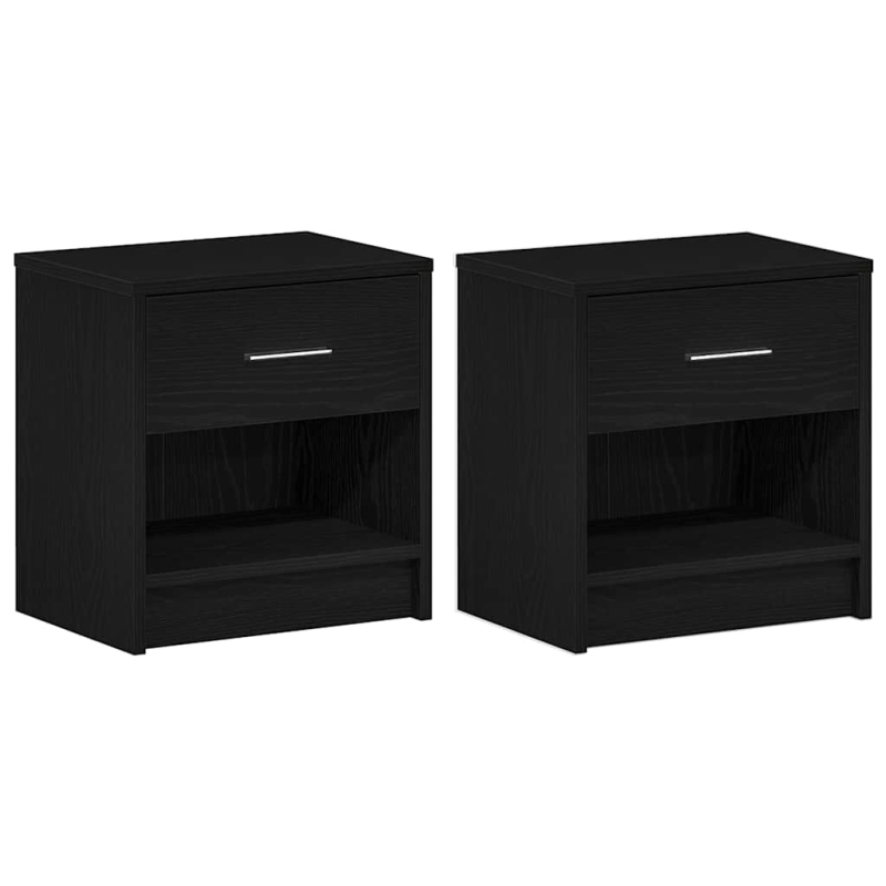 Nachttische 2 Stk. mit Schublade Schwarz 39x28x41 cm