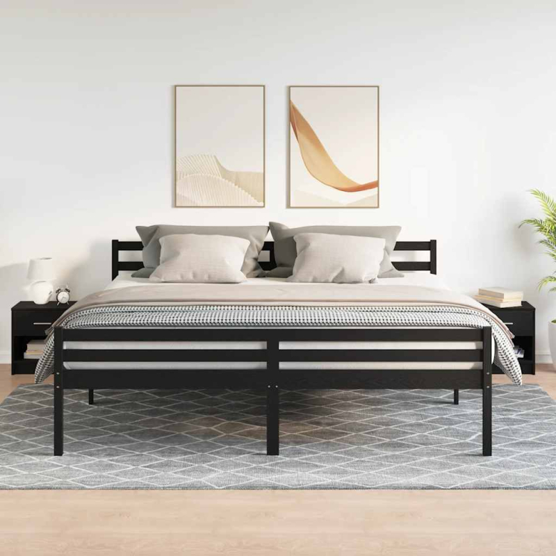 Nachttische 2 Stk. mit Schublade Schwarz 39x28x41 cm