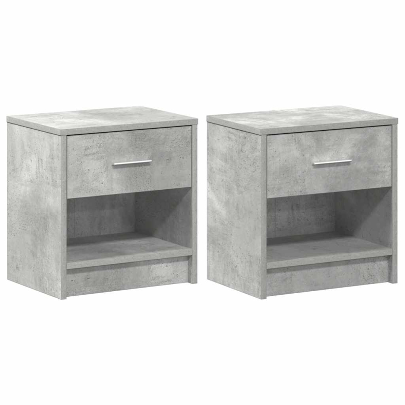 Nachttische 2 Stk. mit Schublade Betongrau 39x28x41 cm