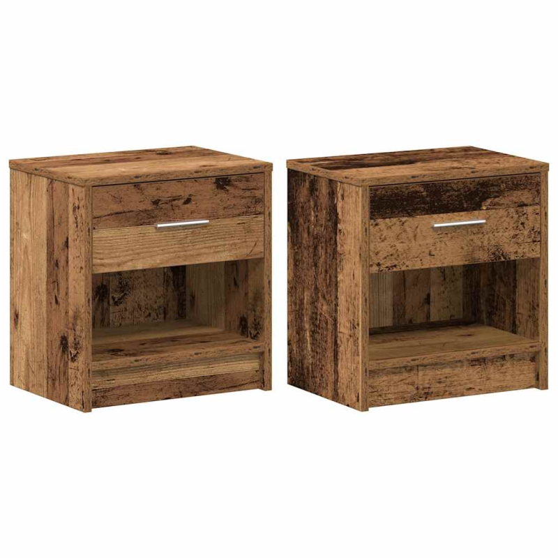 Nachttische 2 Stk. mit Schublade Altholz-Optik 39x28x41 cm