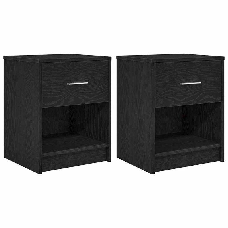 Nachttische 2 Stk. mit Schublade Schwarz 40x34x50 cm