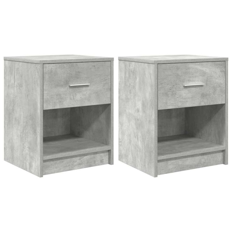 Nachttische 2 Stk. mit Schublade Betongrau 40x34x50 cm