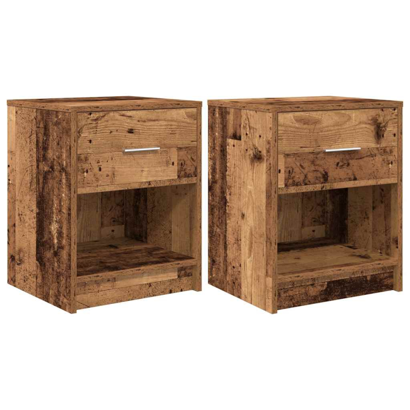 Nachttische 2 Stk. mit Schublade Altholz-Optik 40x34x50 cm