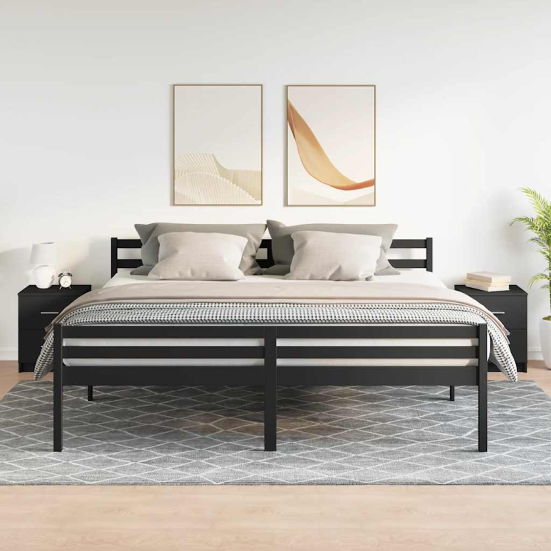 Nachttische 2 Stk. mit 2 Schubladen Schwarz 40x36x50 cm