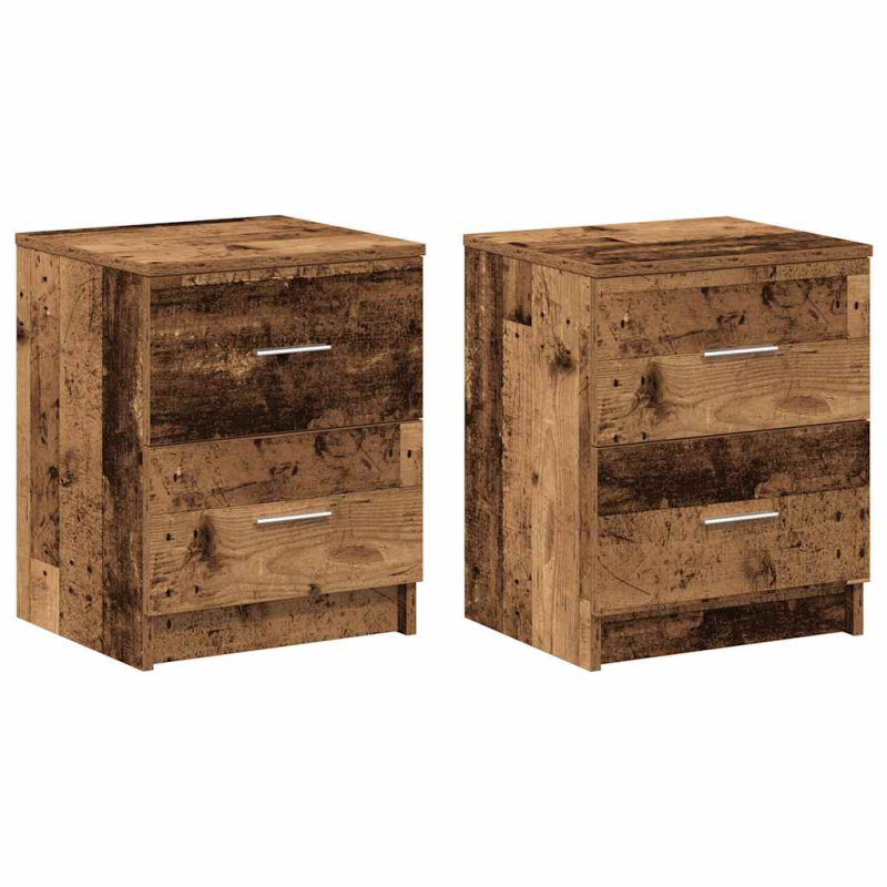 Nachttische 2 Stk. mit 2 Schubladen Altholz-Optik 40x36x50 cm