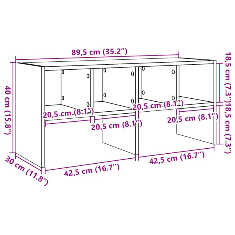 Schuhregal Stapelbar Braun Eichen-Optik 89,5x30x40 cm