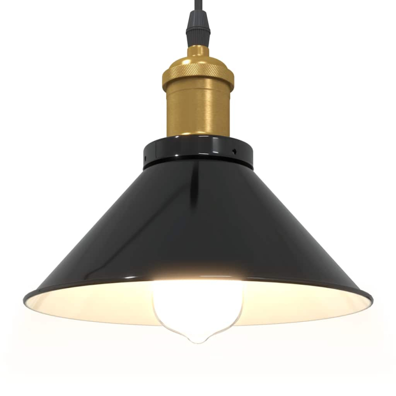 Pendelleuchte Höhenverstellbar E27 Schwarz Glänzend Ø 22 cm