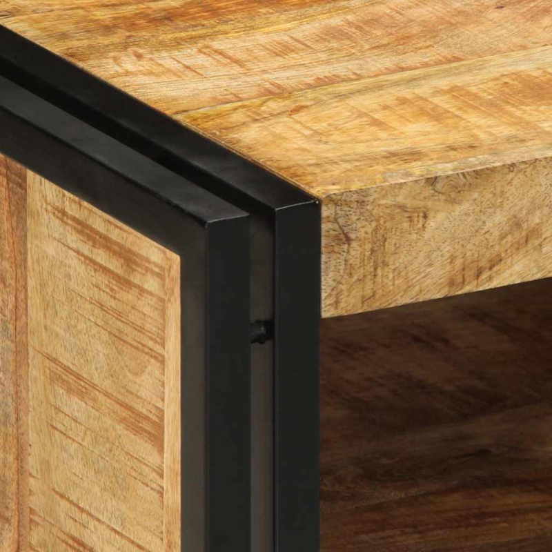 Couchtisch 50x50x38 cm Raues Massivholz Mango
