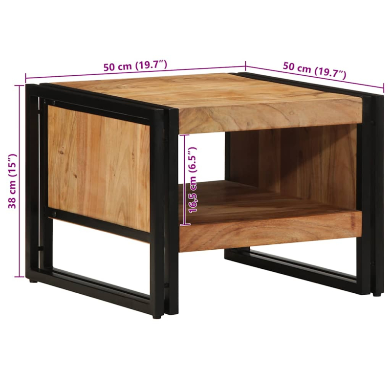 Couchtisch 50x50x38 cm Massivholz Akazie