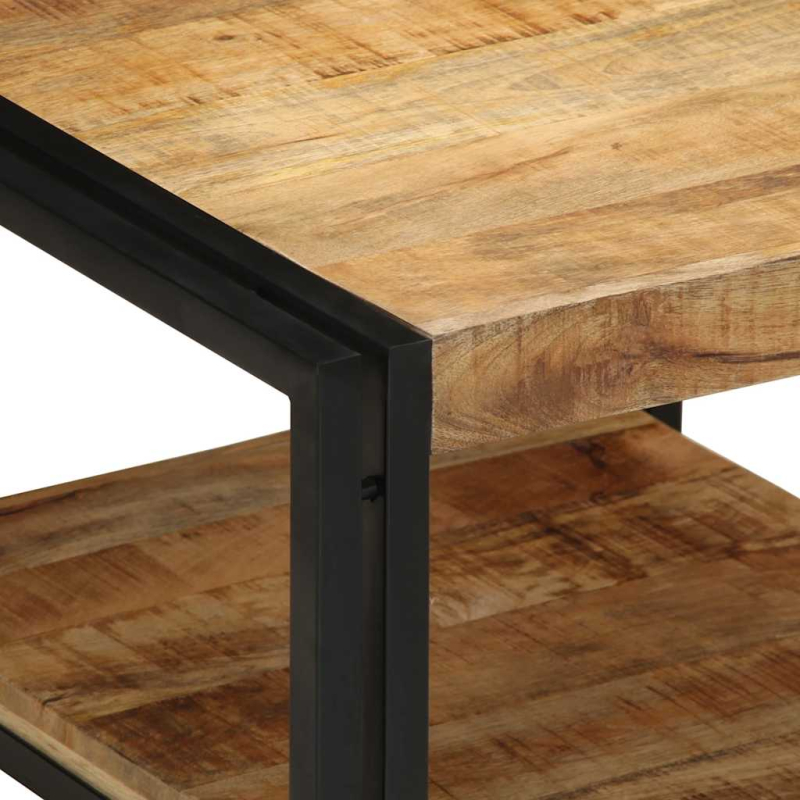 Couchtisch 50x50x38 cm Raues Massivholz Mango
