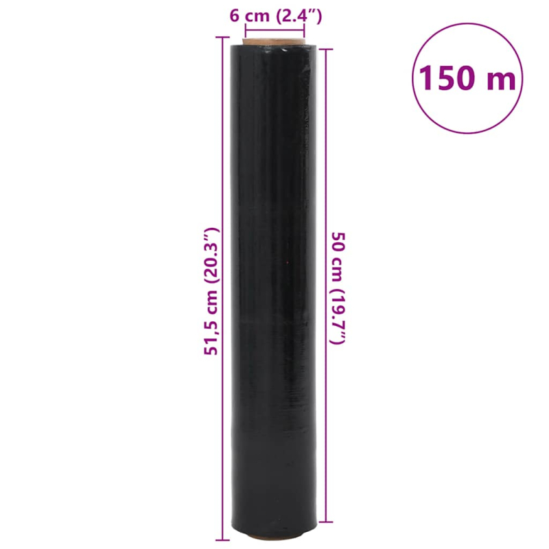 Stretchfolie 2 Stk. Schwarz 30 ?m 50 cm x 150 m