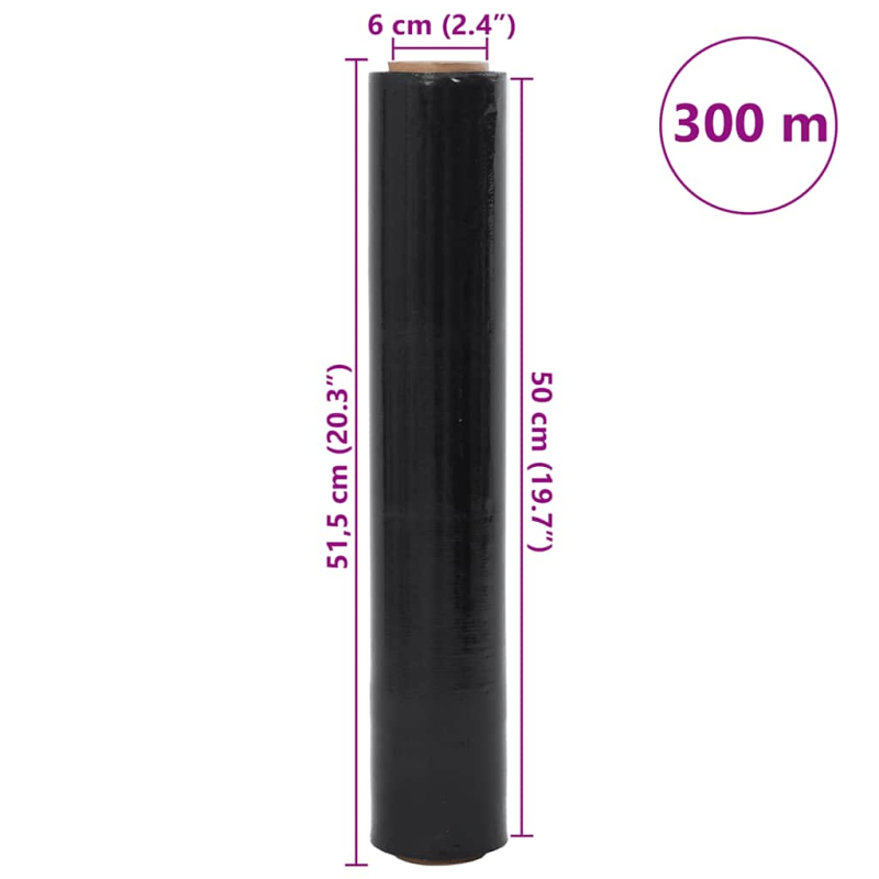 Stretchfolie 2 Stk. Schwarz 30 ?m 50 cm x 300 m