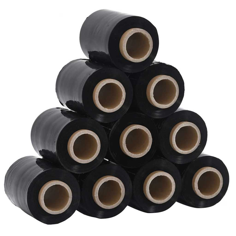 Stretchfolien 10 Stk. Schwarz 23 ?m 10 cm x 300 m