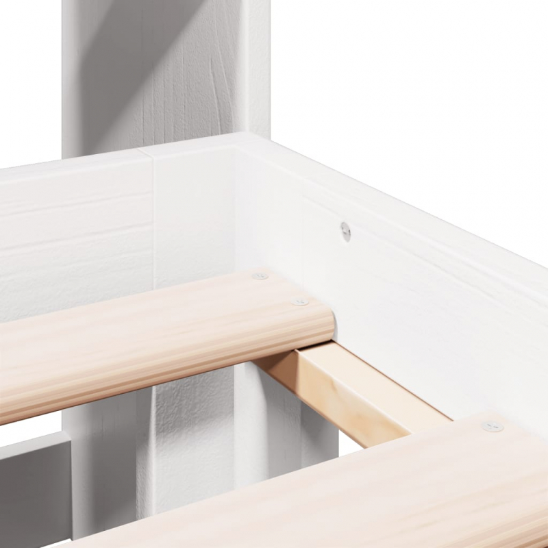 Massivholzbett mit Regal ohne Matratze Weiß 160x200 cm Kiefer