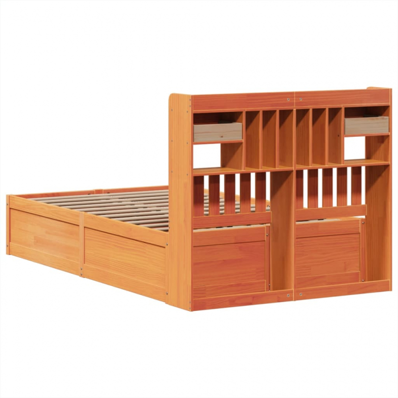 Massivholzbett ohne Matratze Wachsbraun 120x190 cm Kiefernholz
