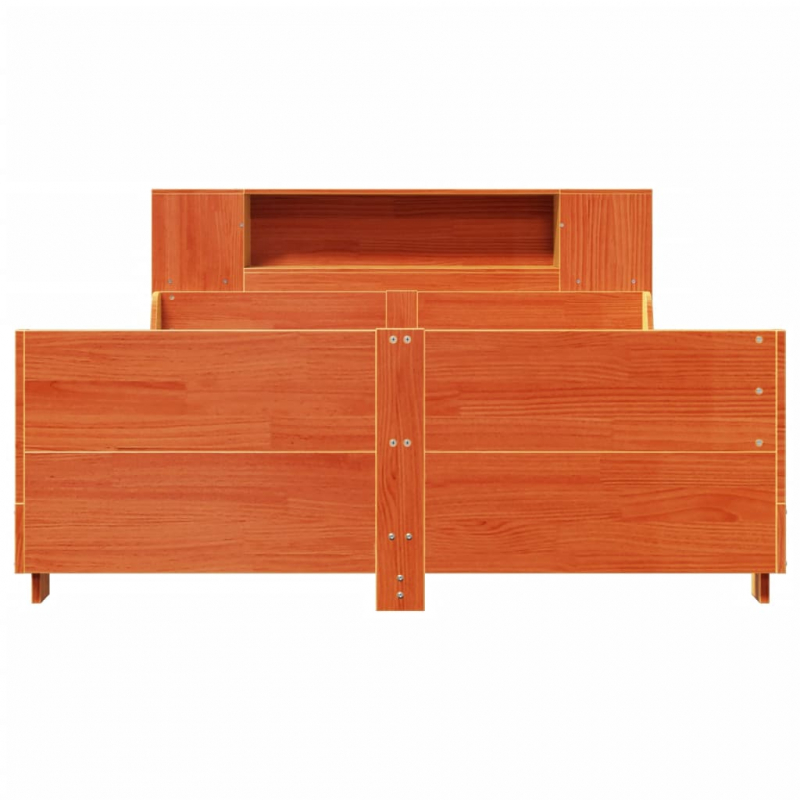 Massivholzbett ohne Matratze Wachsbraun 150x200 cm Kiefernholz