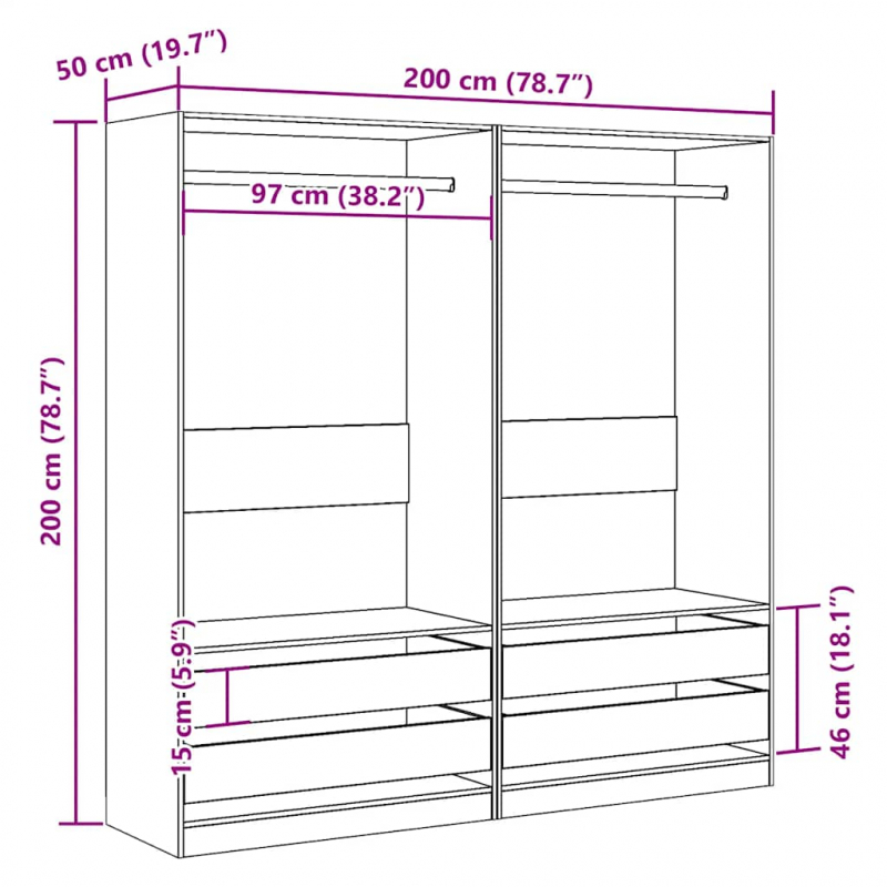 Kleiderschrank Altholz-Optik 100x50x200 cm Holzwerkstoff