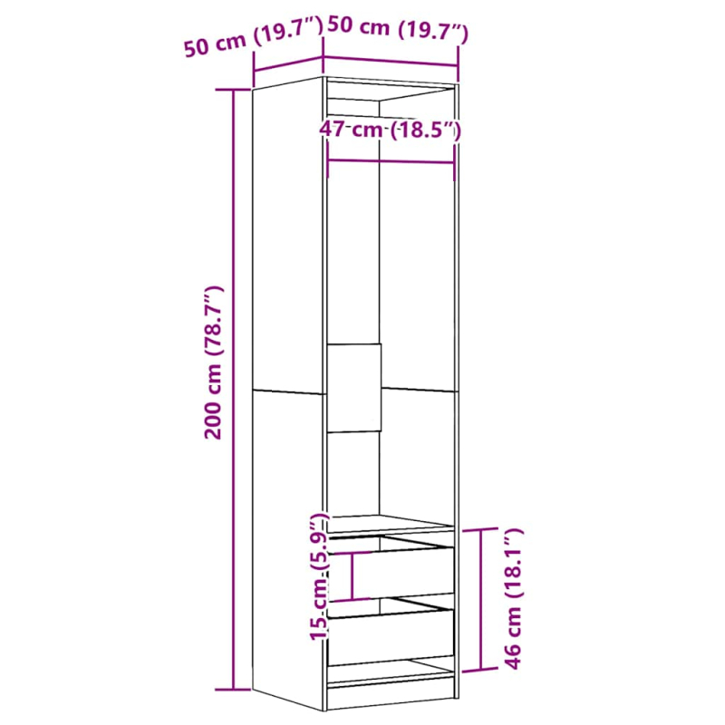 Kleiderschrank Artisan-Eiche 50x50x200 cm Holzwerkstoff