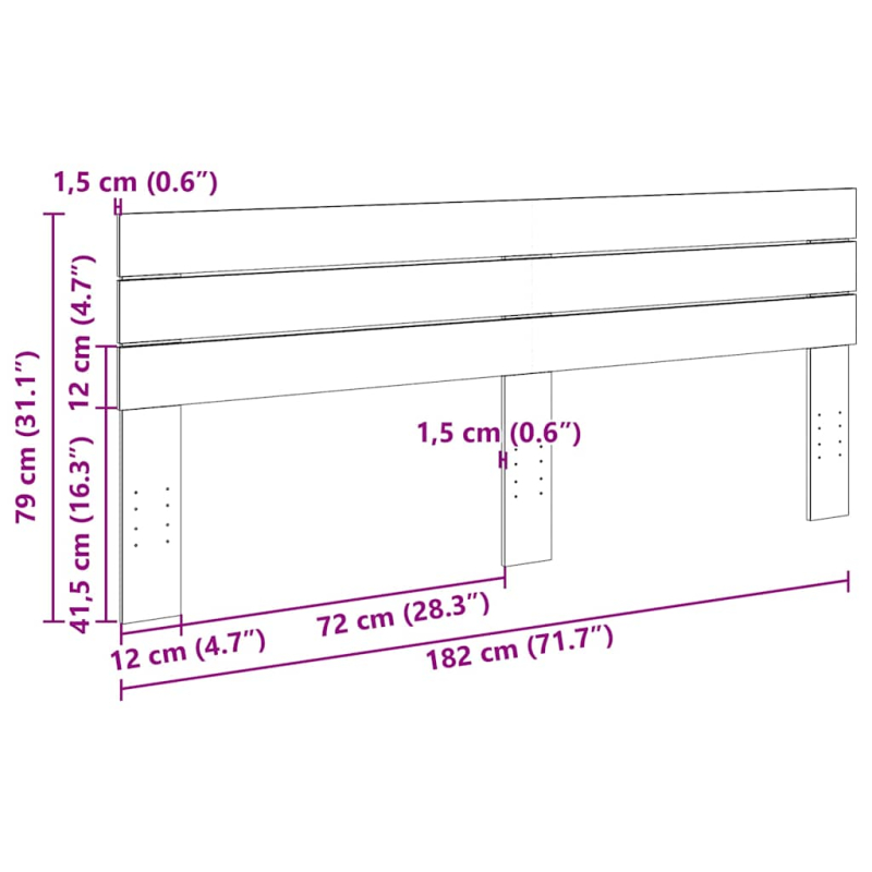 Kopfteil 180 cm Massivholz Eiche