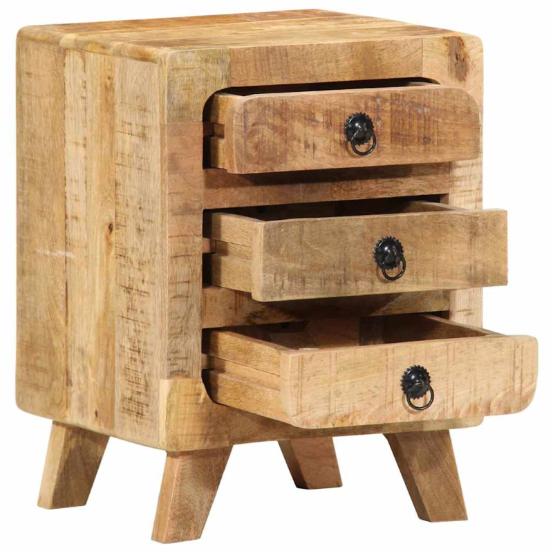 Nachttische 2 Stk. 37x32x50 cm Raues Massivholz Mango