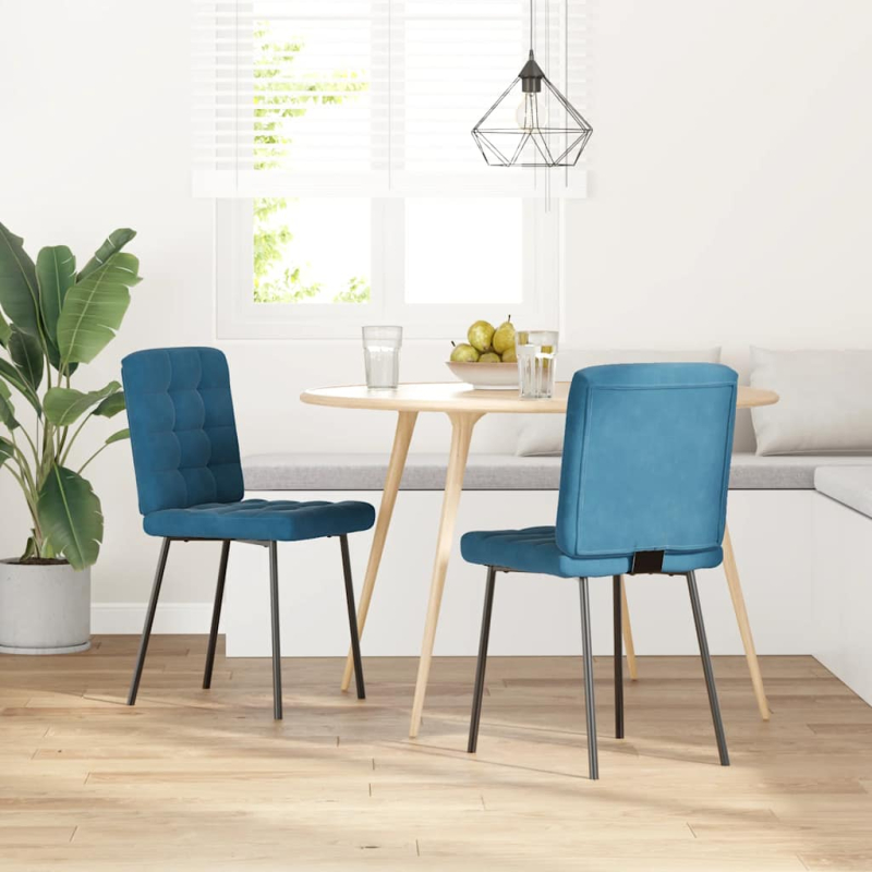 Esszimmerstühle 2 Stk. Blau Samt