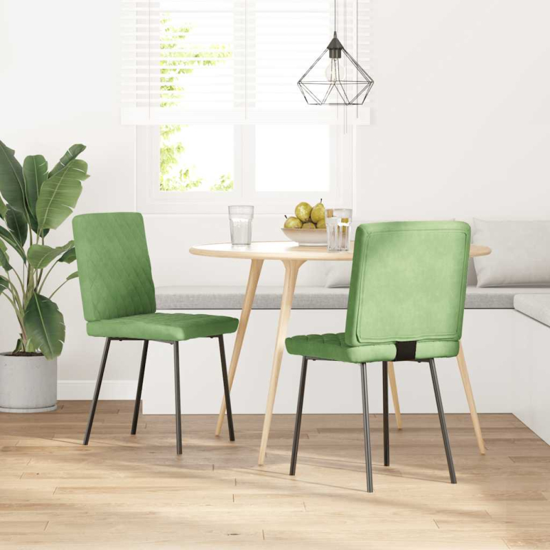 Esszimmerstühle 2 Stk. Hellgrün Samt