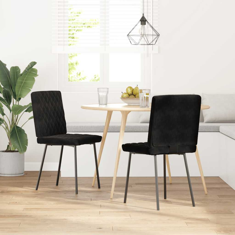 Esszimmerstühle 2 Stk. Schwarz Samt