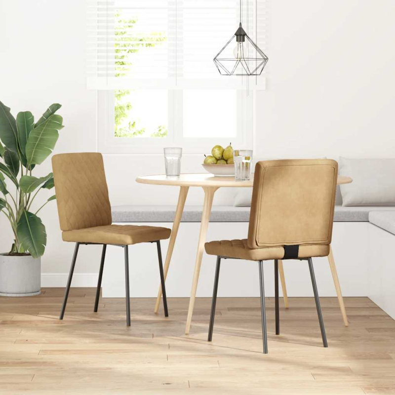 Esszimmerstühle 2 Stk. Braun Samt