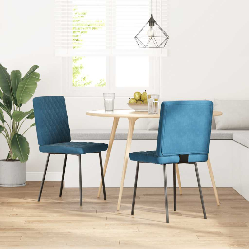 Esszimmerstühle 2 Stk. Blau Samt