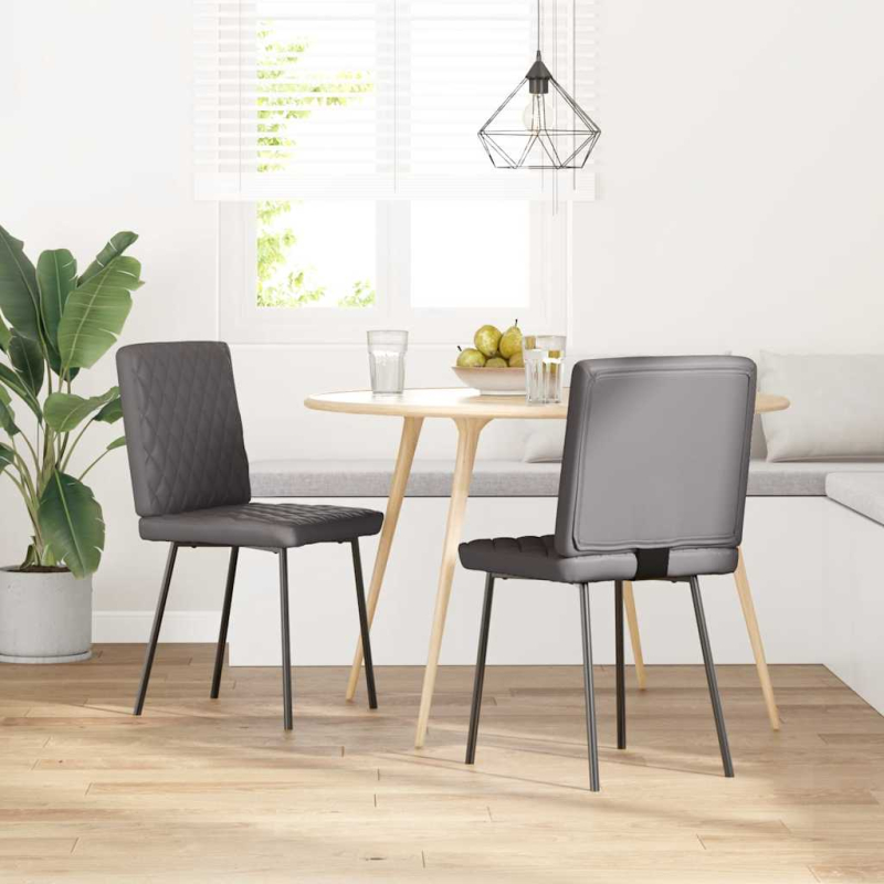Esszimmerstühle 2 Stk. Grau Kunstleder
