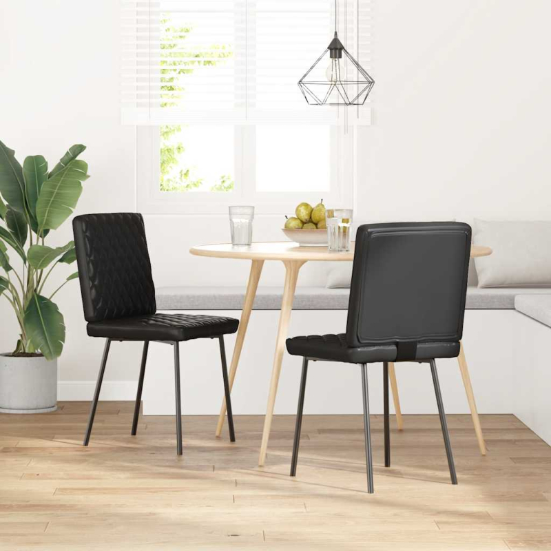 Esszimmerstühle 2 Stk. Schwarz Kunstleder