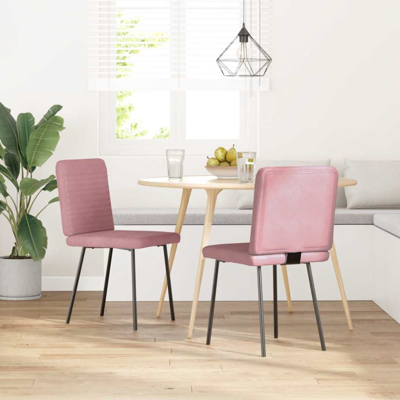 Esszimmerstühle 2 Stk. Rosa Samt