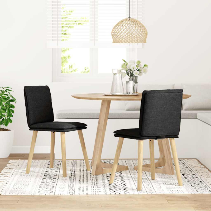 Esszimmerstühle 2 Stk. Schwarz Stoff