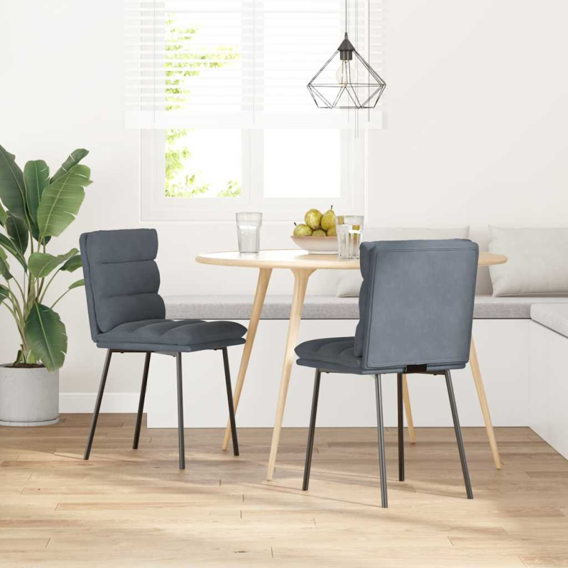 Esszimmerstühle 2 Stk. Dunkelgrau Samt