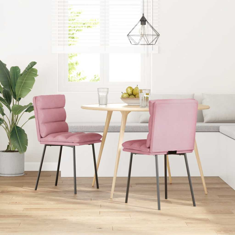 Esszimmerstühle 2 Stk. Rosa Samt