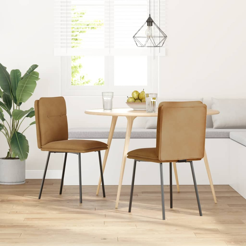 Esszimmerstühle 2 Stk. Braun Samt