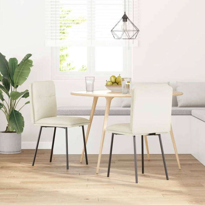 Esszimmerstühle 2 Stk. Creme Samt