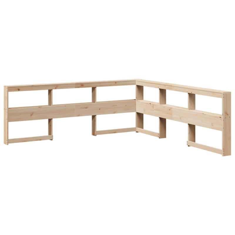 Kopfteil mit Bücherregal L-Form 200 cm Massivholz Kiefer