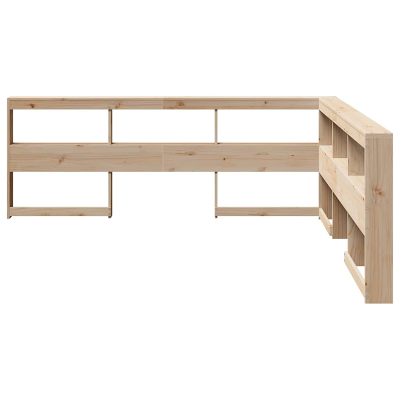 Kopfteil mit Bücherregal L-Form 200 cm Massivholz Kiefer