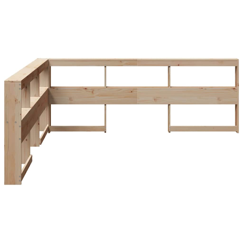 Kopfteil mit Bücherregal L-Form 200 cm Massivholz Kiefer