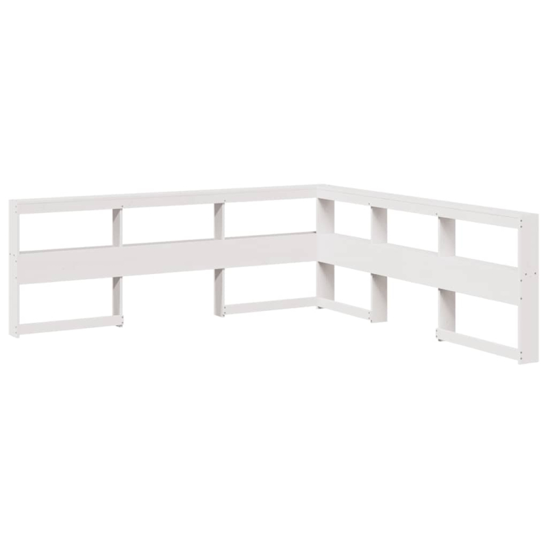 Kopfteil mit Bücherregal L-Form Weiß 180 cm Massivholz Kiefer