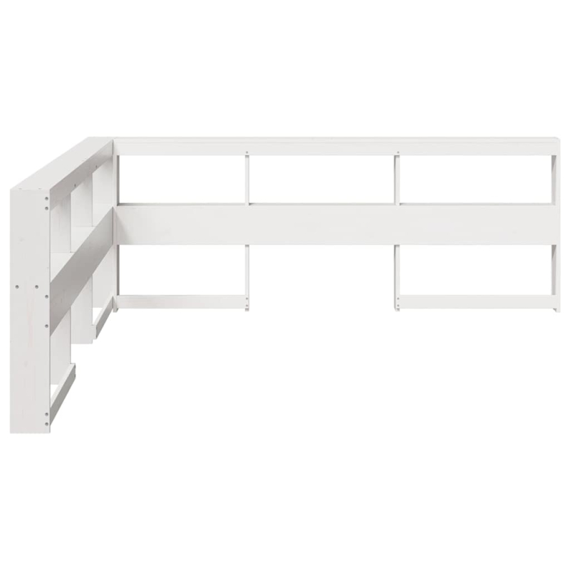 Kopfteil mit Bücherregal L-Form Weiß 180 cm Massivholz Kiefer