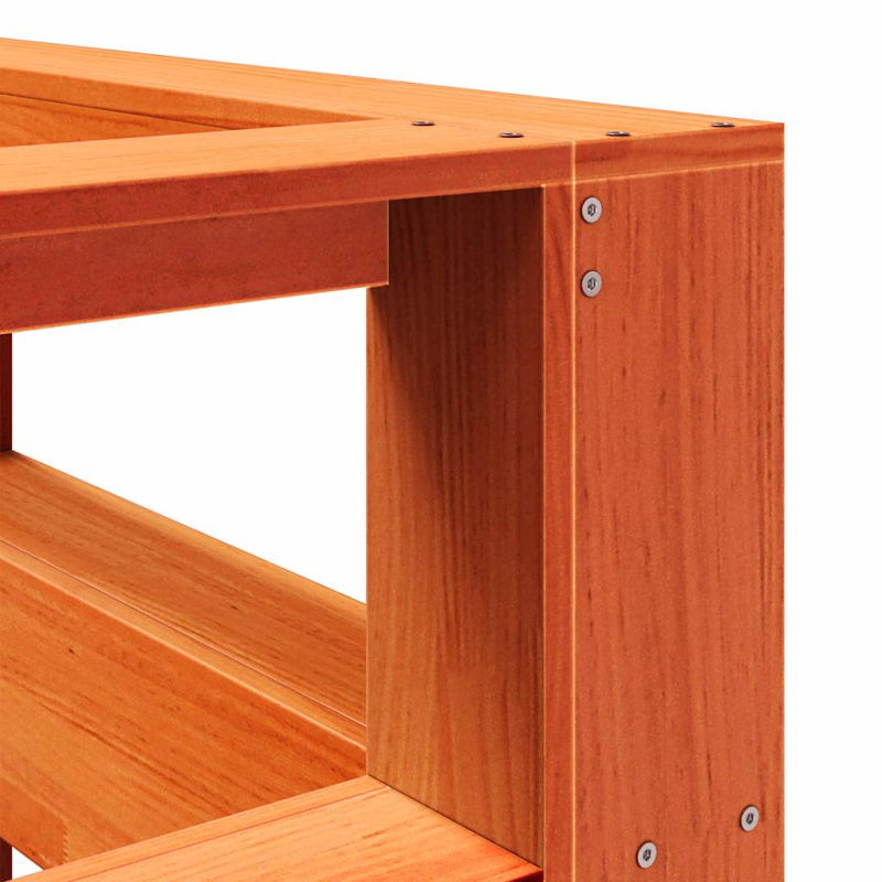 Kopfteil mit Bücherregal L-Form Wachsbraun 180 cm Massivholz