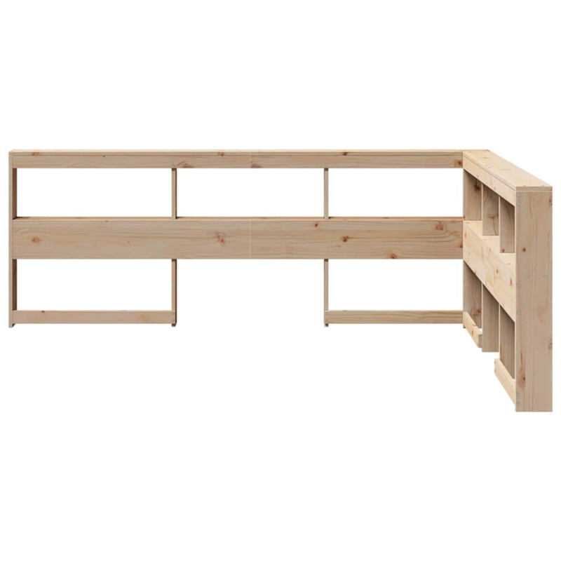 Kopfteil mit Bücherregal L-Form 160 cm Massivholz Kiefer