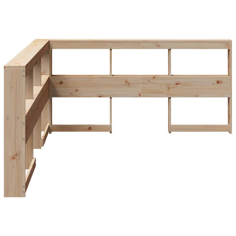 Kopfteil mit Bücherregal L-Form 160 cm Massivholz Kiefer