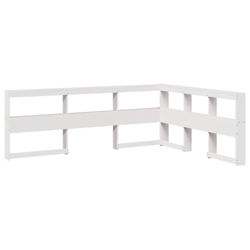 Kopfteil mit Bücherregal L-Form Weiß 160 cm Massivholz Kiefer