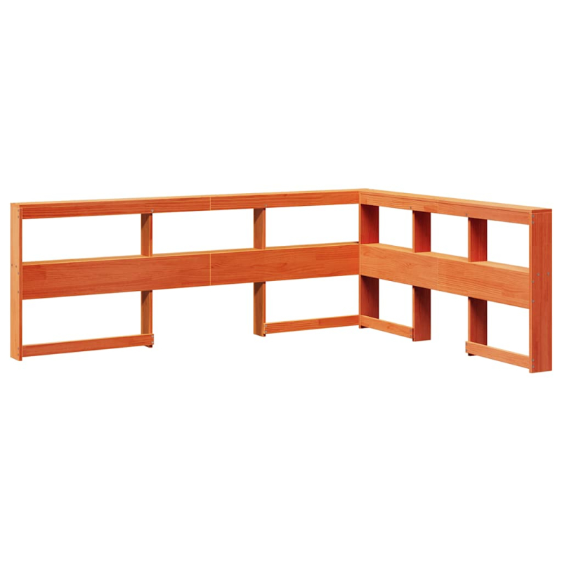 Kopfteil mit Bücherregal L-Form Wachsbraun 160 cm Massivholz